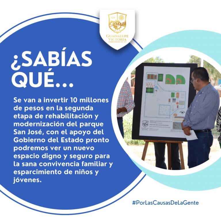 En la comunidad de Guadalupe Victoria está iniciando la segunda etapa de modernización del Parque San José