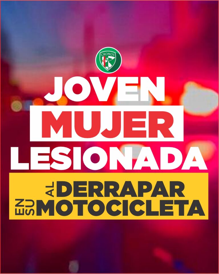 JOVEN LESIONADA AL DERRAPAR EN SU MOTOCICLETA