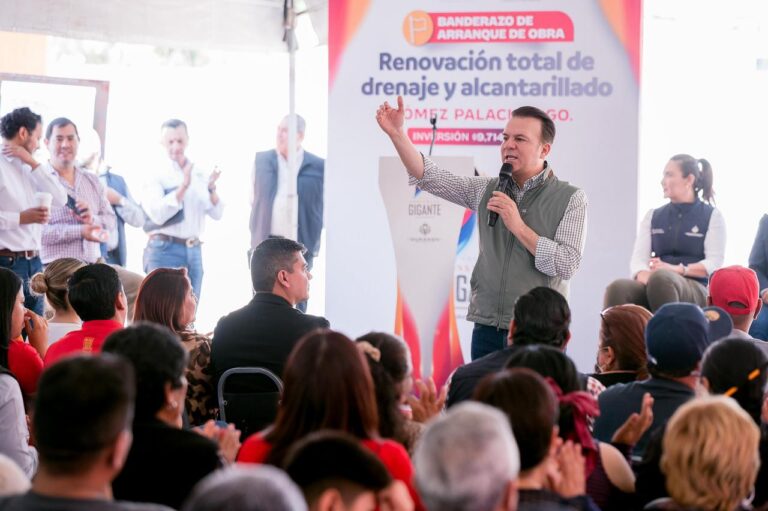 “Menos rollo y más drenaje”; arrancan Betzabé Martínez y el gobernador Esteban obras de drenaje y alcantarillado en Gómez Palacio para mejorar la salud y las condiciones de vida de las familias