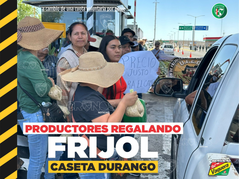 AGRICULTORES TOMAN CASETA DURANGO-TORREÓN; EXIGEN PRECIO DE 27 PESOS EL KILO DE FRIJOL; IGUAL QUE EN ZACATECAS